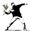 flower chucker canvas, banksy flower chucker, banksy canvas art, banksy riot canvas, banksy art uk