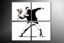 Banksy Flower Chucker canvas picure, banksy prints uk, banksy canvas picture, banksy artwork