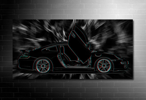 Porsche Canvas Wall Art, 3d canvas art print, porsche wall art