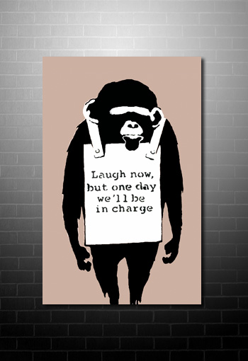 Banksy Canvas Chimp, banksy chimp, banksy monkey art, banksy modern art, banksy canvas