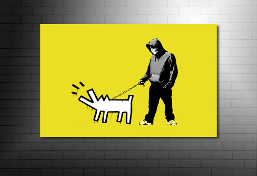 Banksy dog on lead canvas art, banksy art prints, banksy canvas art, banksy art, cheap banksy art uk