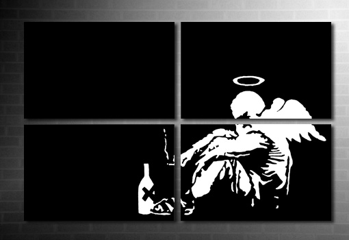 fallen angel wall art print, banksy angel canvas, banksy fvallen angel print, banksy wall, banksy canvas print