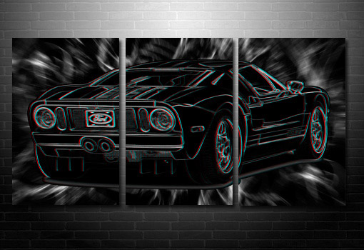 super cars canvas, 3d canvas print, ford car on canvas, large 3d canvas