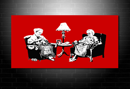 Banksy Grannies picture, banksy knitting photo, banksy grannies art, banksy prints uk, banksy modern art