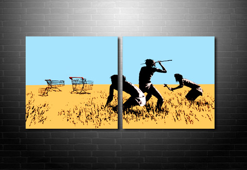 Banksy hunters canvas Print, Hunters Banksy Print, banksy africa canvas, banksy art uk, banksy wall art