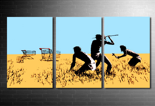 Hunters Banksy on canvas, Hunters Banksy Print, banksy africa canvas, banksy art uk, banksy wall art, cheap banksy art uk