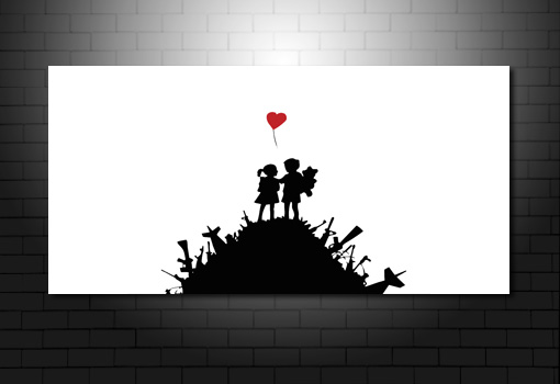 Banksy Kids with Guns canvas art, banksy kids picture, banksy heart, banksy pop art, banksy canvas uk