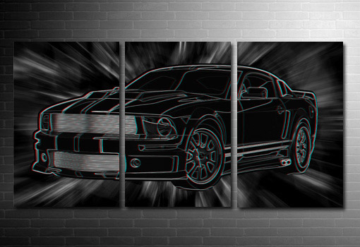 Mustang wall art, 3d canvas art print, mustang on canvas