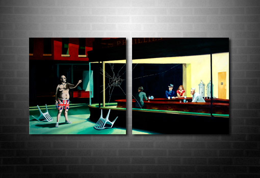 Banksy Nighthawks wall art, banksy canvas nighthawks, banksy modern art, banksy artwork, banksy canvas wall art 