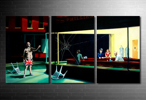 Banksy Nighthawks canvas picure, banksy nighthawks wall art, banksy artwork, banksy canvas wall art 