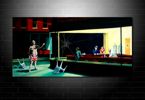 Banksy Print Nighthawks, banksy art nighthawks, banksy art prints, banksy canvas art print, banksy thug canvas