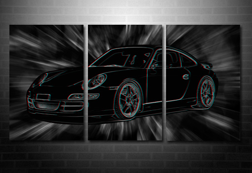 Porsche 3D Wall Art, 3d canvas art, porsche canvas art