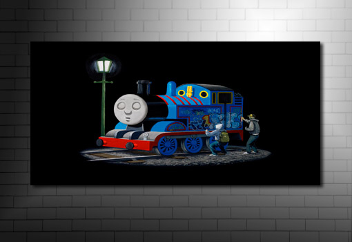 Banksy Thomas the Tank art on canvas, banksy thomas the tank canvas, banksy canvas uk, banksy canvas artwork