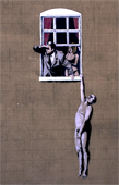 banksy art, banksy hanging from window canvas, banksy art prints, banksy canvas art print, banksy canvas, banksy canvas print