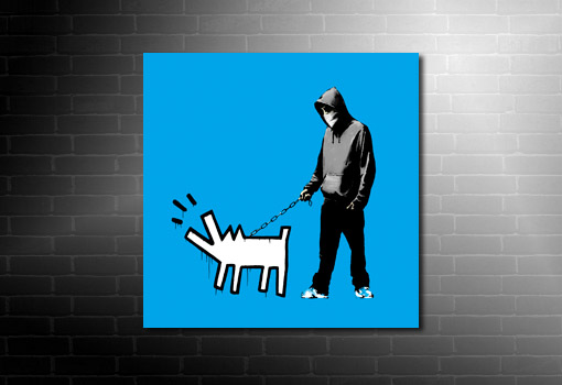 Banksy Choose Your Weapon Canvas print, banksy dog on lead, banksy canvas, banksy art print, banksy art