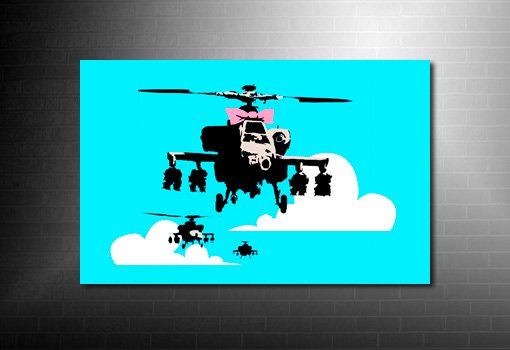 Banksy Wall Art, happy chopper canvas, banksy happy chopper, banksy helicopter canvas, banksy canvas art print