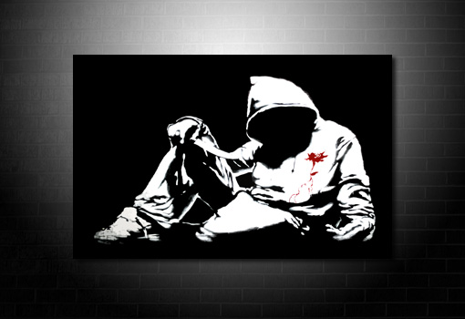 Banksy Hoody Canvas, banksy knife photo, banksy canvas art, banksy pop art, banksy wall art