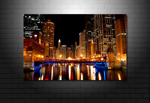 Chicao River canvas, chicago cityscape print